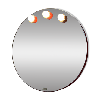 Mirror with red metal bulbs, 1970