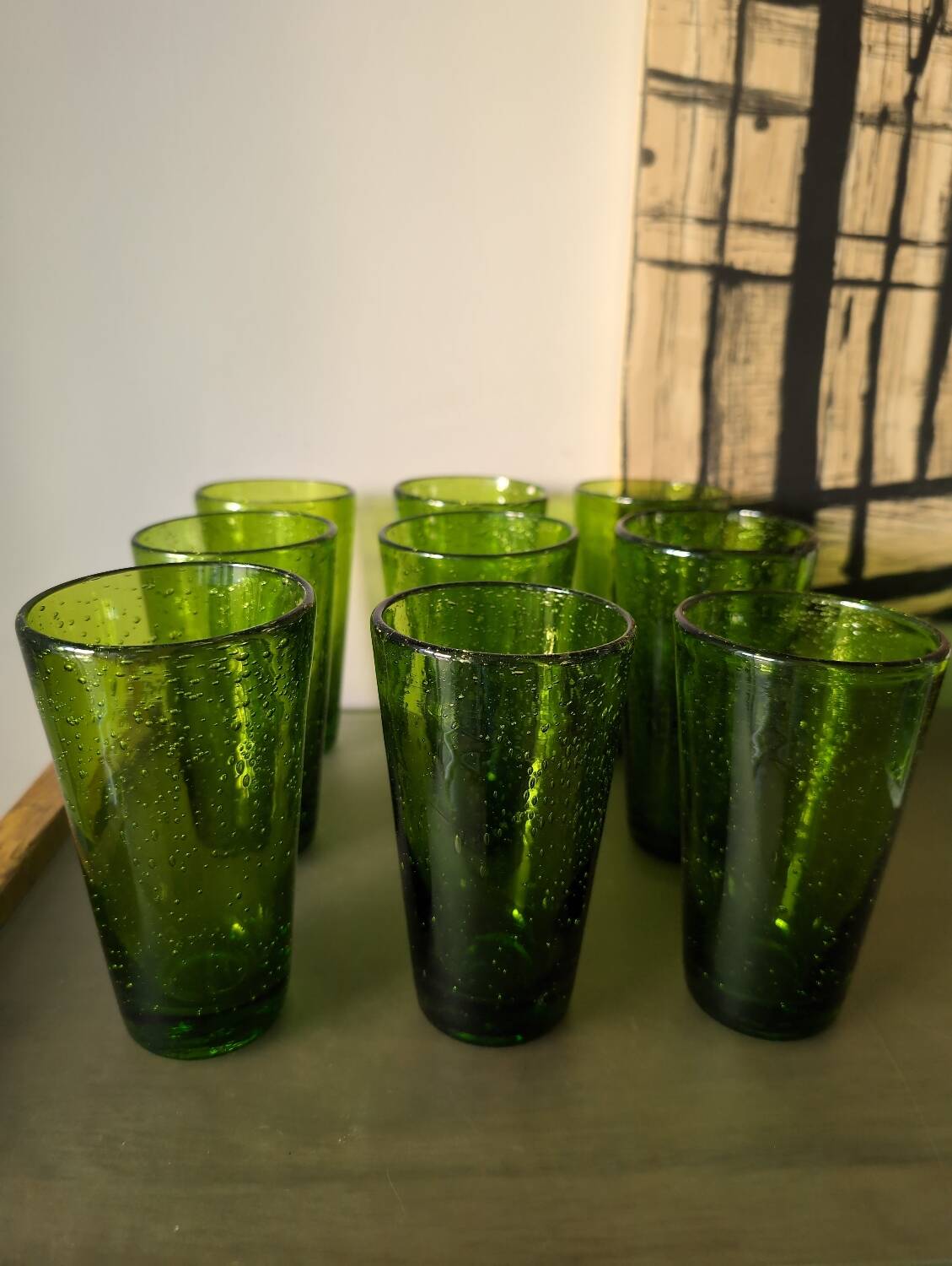 9 Vintage Blown Glass Glasses
