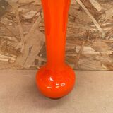 Ancien vase soliflore murano verre multicouche orange & blanc vintage