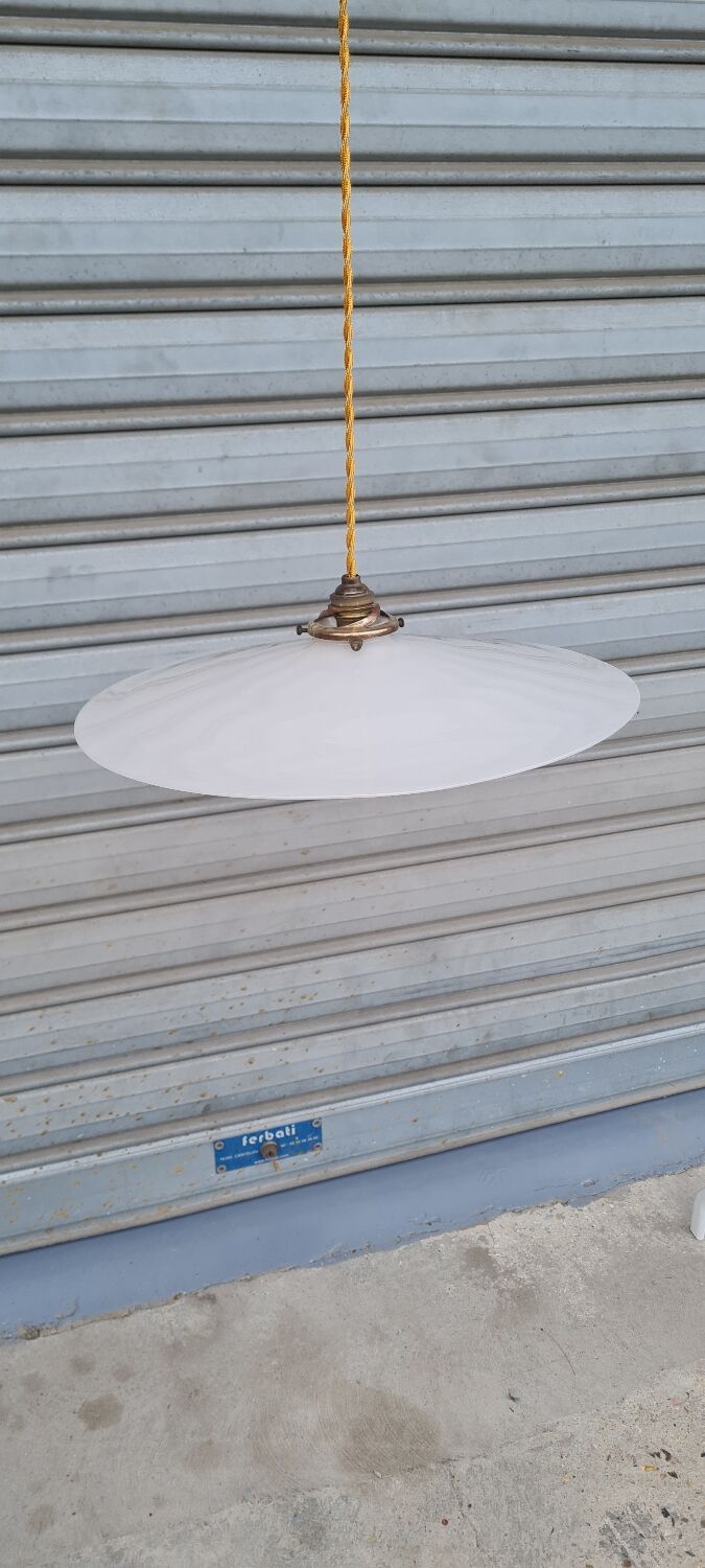 Large white opaline pendant light