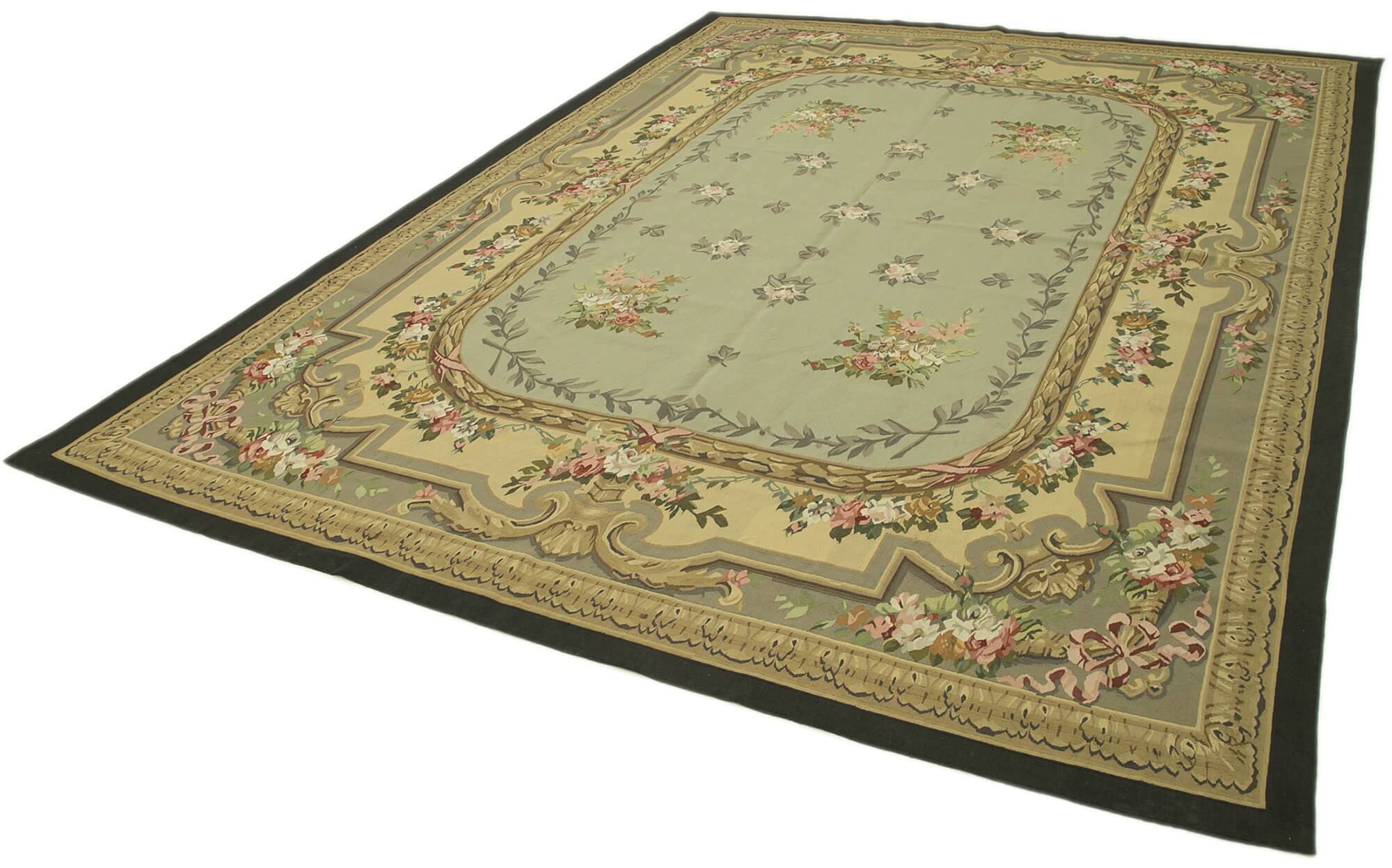 Handmade European Vintage Aubusson Kilim 268 cm x 363 cm