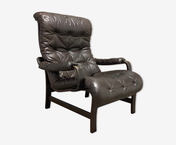Fauteuil cuir design scandinave 1960