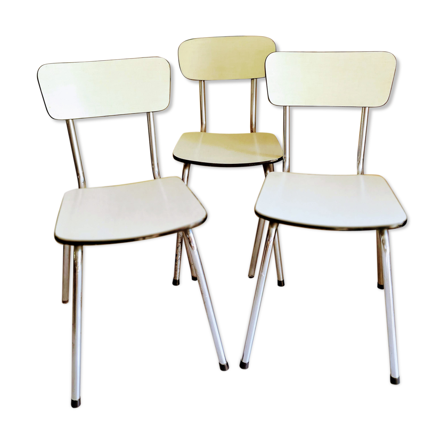 Trio of beige formica chairs