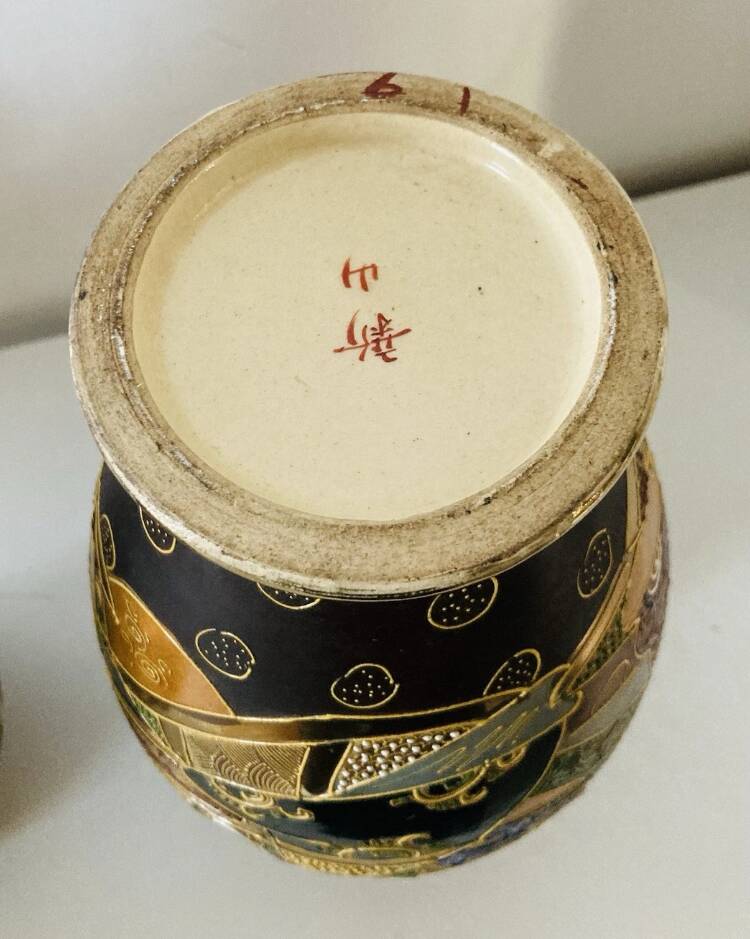 Baluster vases in polychrome earthenware, mid-20th century