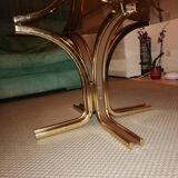 Coffee table in brass, brushed steel and glass top attributed to gastone rinaldi 1970 70s