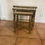 Pull-out table / end of vintage brass sofa signed USINOR