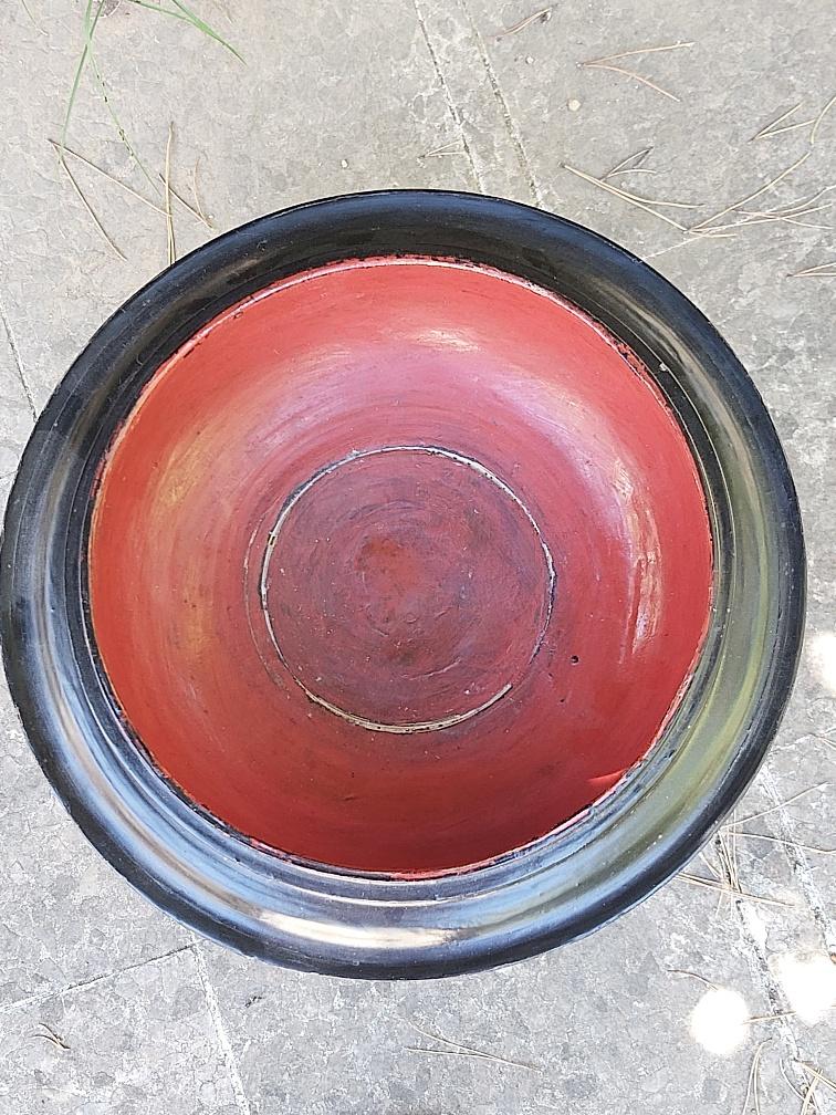 Ancient Burmese laywood offering pot