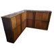 Modular corner library Oscar from the 1960s with sliding doors.