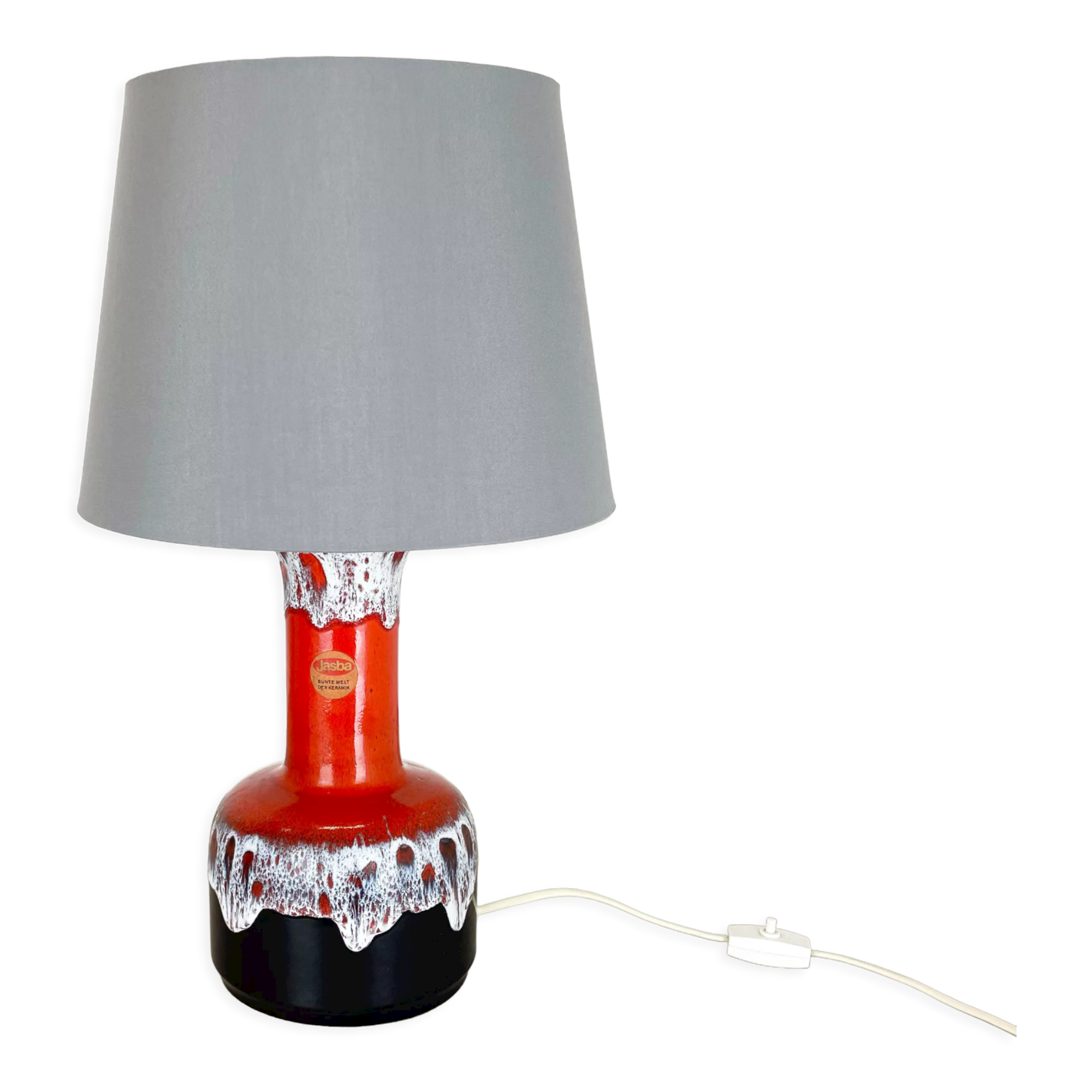 Super Colorful Fat Lava Pottery Table Light Base by Jasba Ceramics Germany 1970s