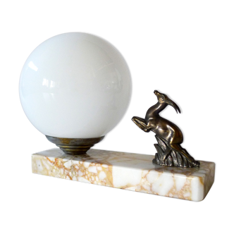 Art Deco lamp opalin globe on marble - gazelle