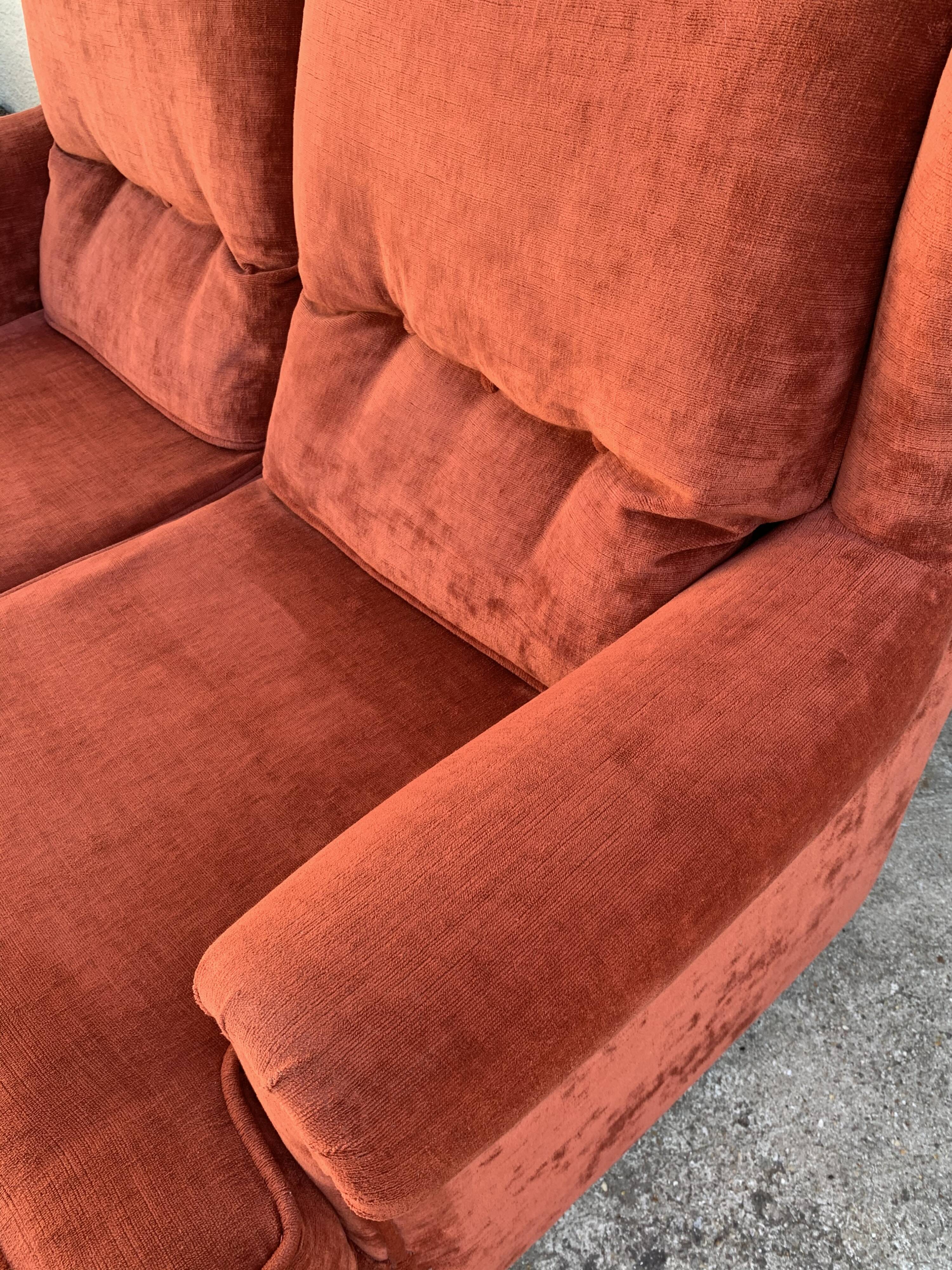 Coral velvet toad sofa