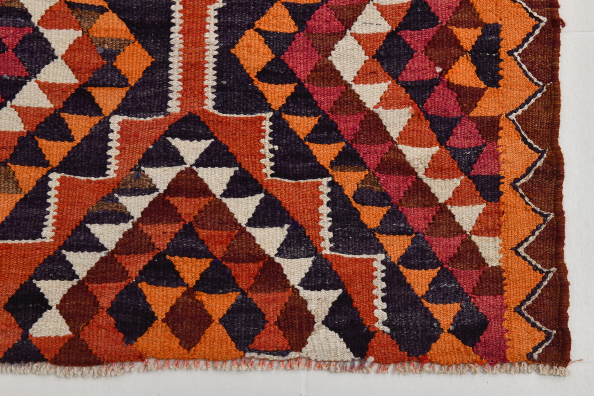 Bold multicolor kilim runner rug,92x395cm