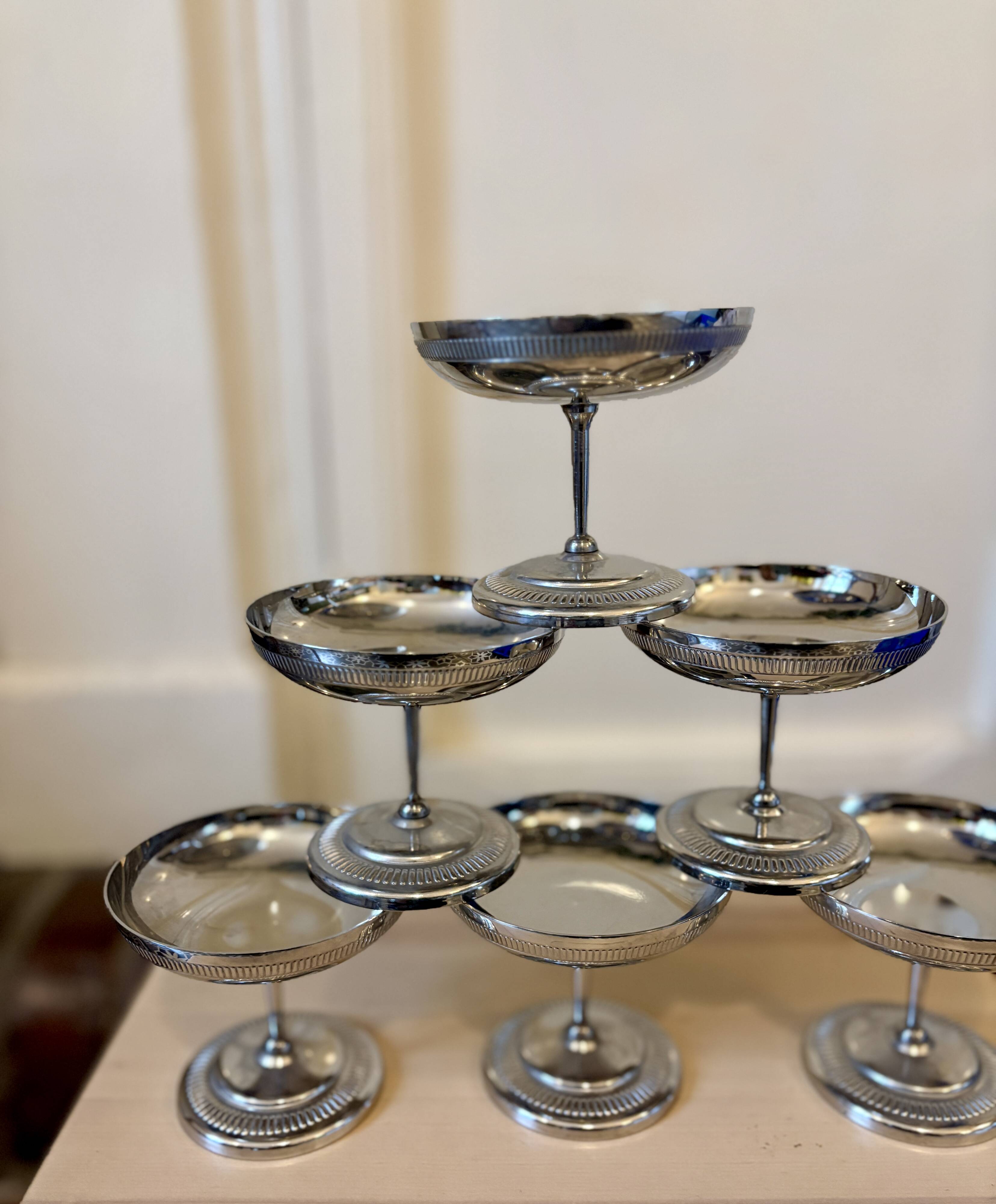 Lot de 6 coupes à dessert vintage en inox
