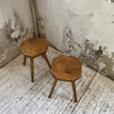 Pine stools with curved seat from the 50s