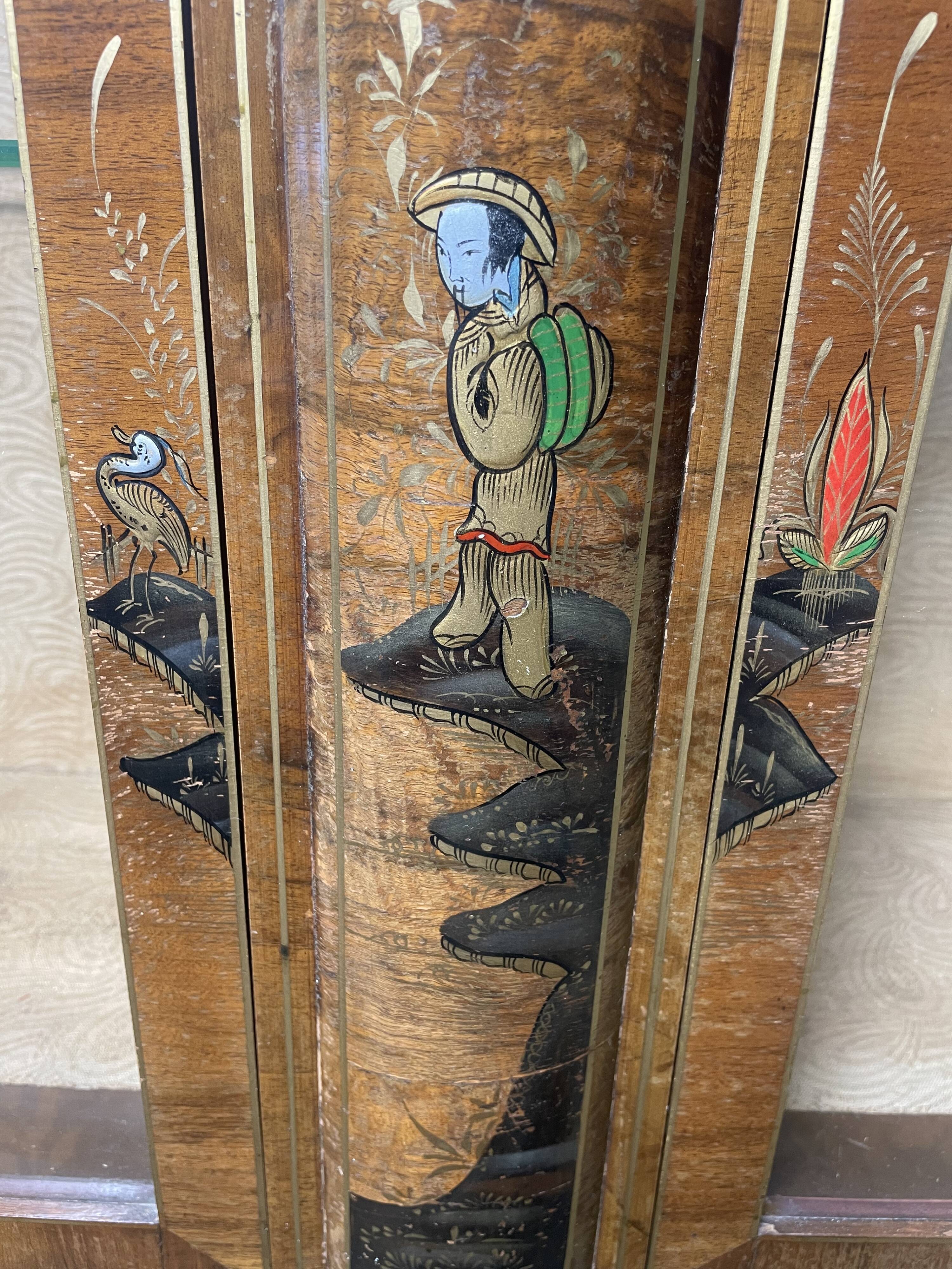 Asian Chinese walnut and lacquered showcase