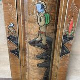 Asian Chinese walnut and lacquered showcase