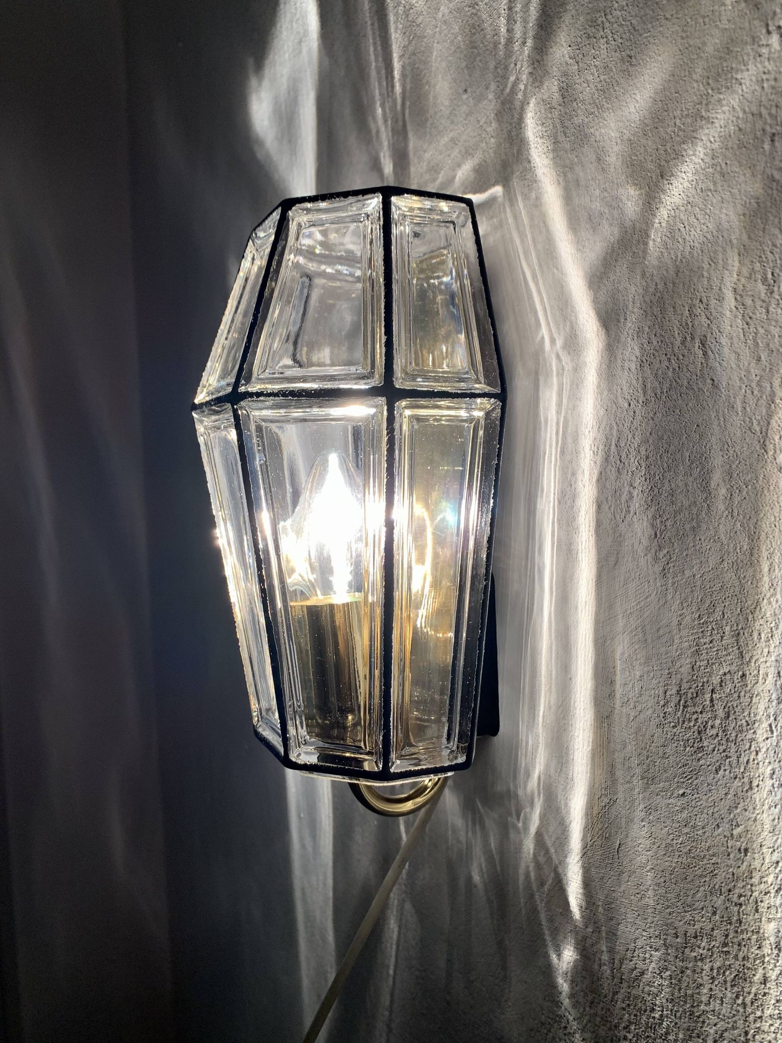 Set of 2 Glass Wall Lamps by Glashütte Limburg