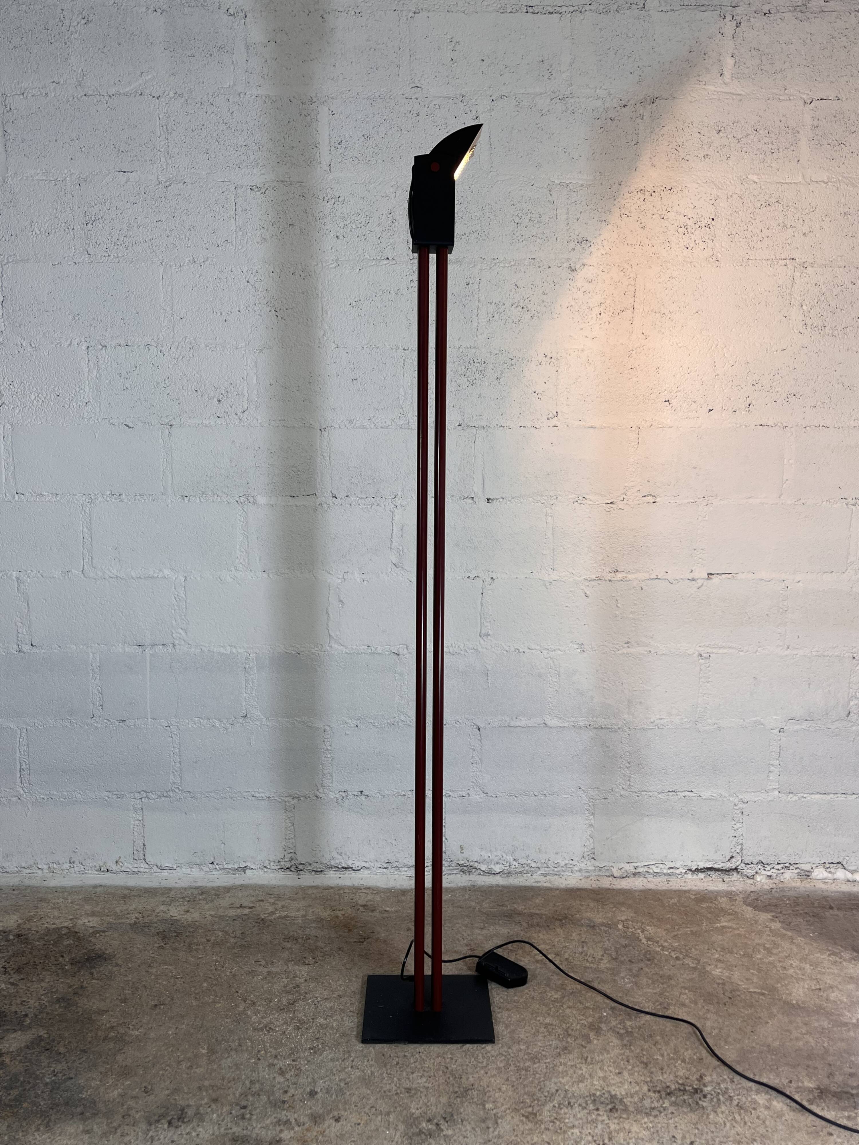 Halogen Red Black floor lamp, Italy, 1980s