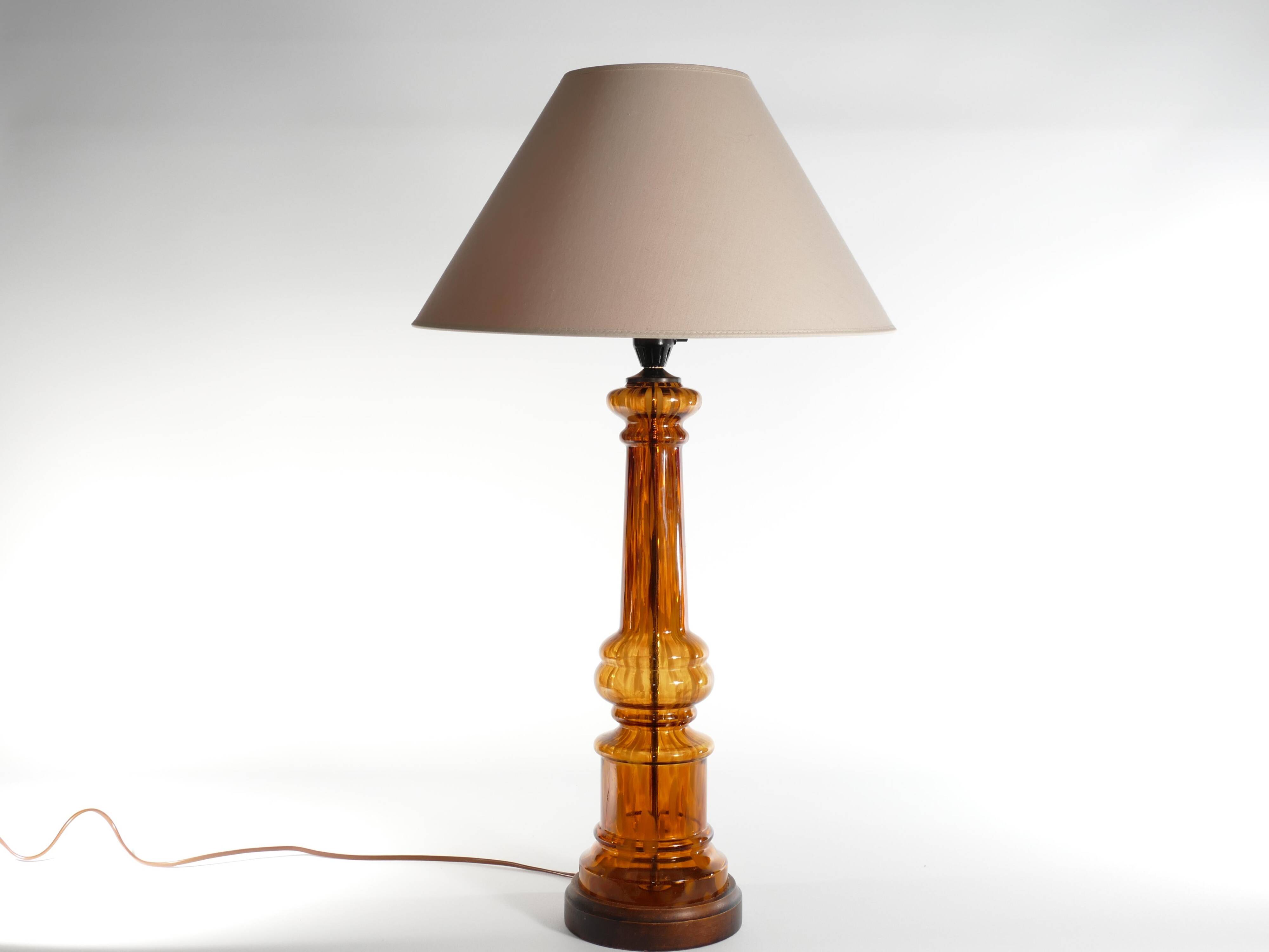 Scandinavian Modern Amber Glass Table Lamp by Miranda, 1970s