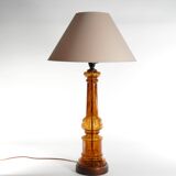 Scandinavian Modern Amber Glass Table Lamp by Miranda, 1970s