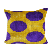 Velvet ikat cushion dots purple