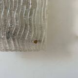 Pair of vintage sconces, molded frosted glass, Murano Italy 1970