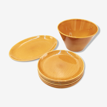 Service esterel 8 ceramic plates salins graphic honey color