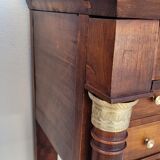 Pair of empire consoles in mahogany and 19th century marble