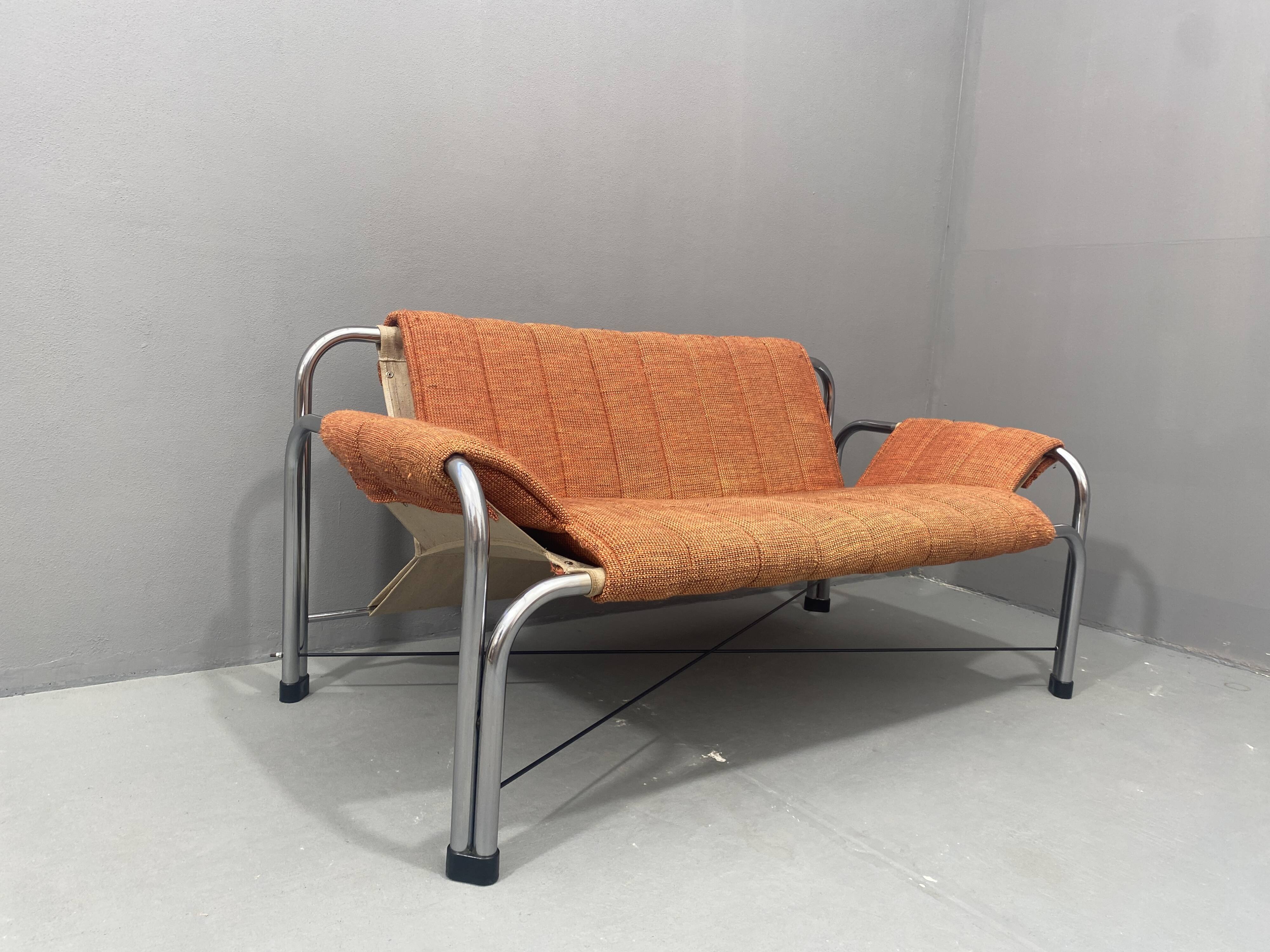 Chromed functionalist sofa by Viliam Chlebo, 1970´s, Czechoslovakia