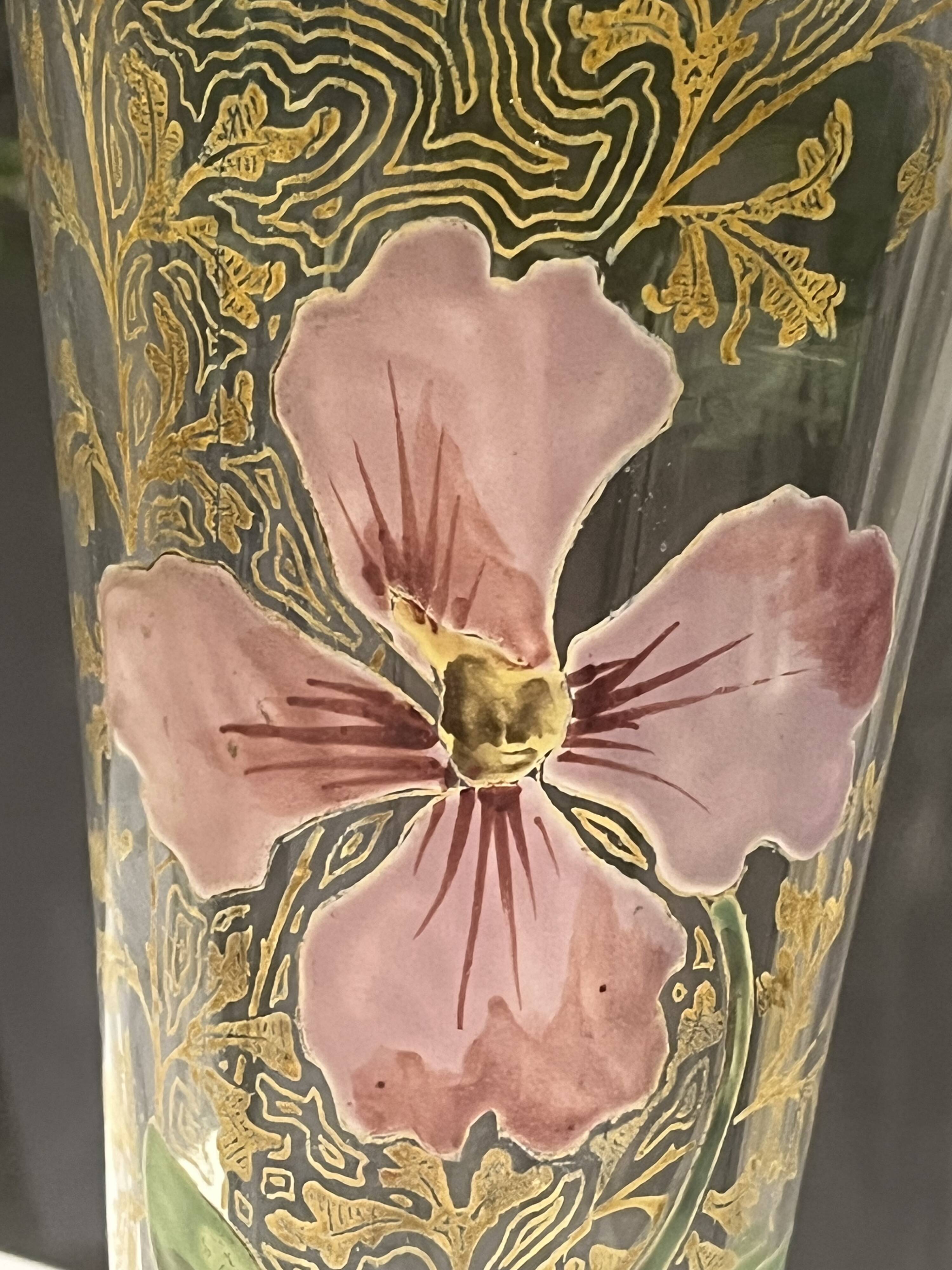 Paire de vase signés - Legras, décor floral - vers 1900