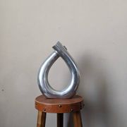 Contemporary minimalist design cast aluminum soliflore vase in silver