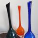 Set of 3 Scandinavian and Polish glass bottle vases from the 1970s.