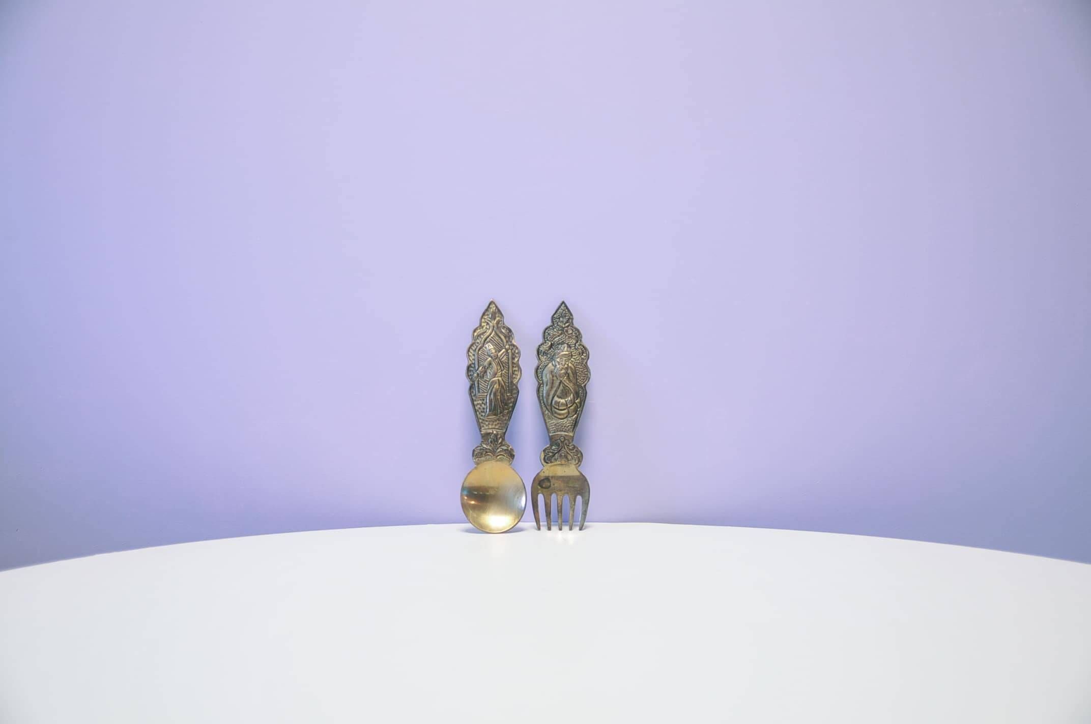 Vintage brass serving spoons