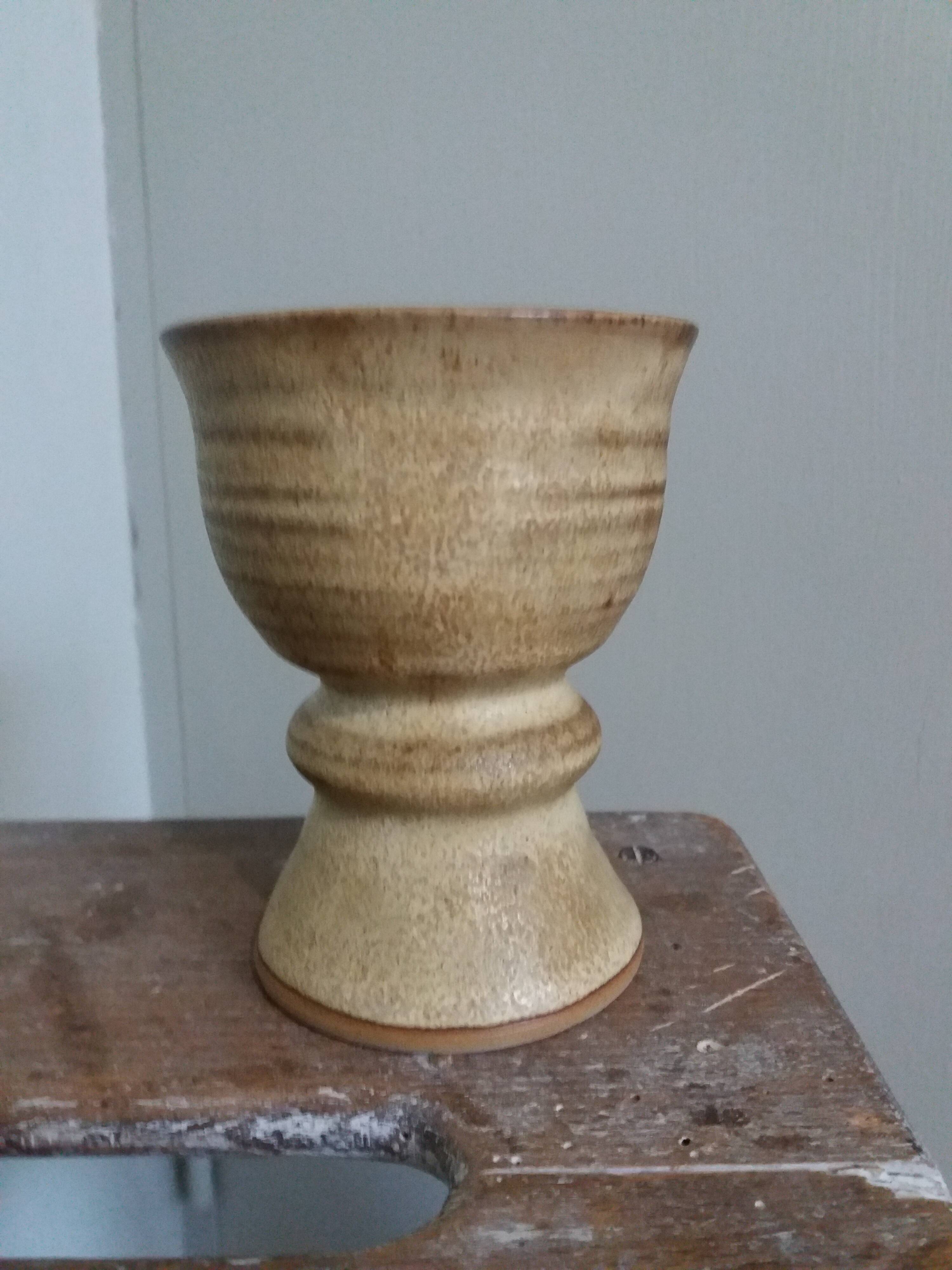 Chalice cup candle holder in stoneware
