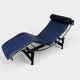 Cassina LC4 chaise longue by Le Corbusier, Pierre Jeanneret & Charlotte Perriand in blue leather.