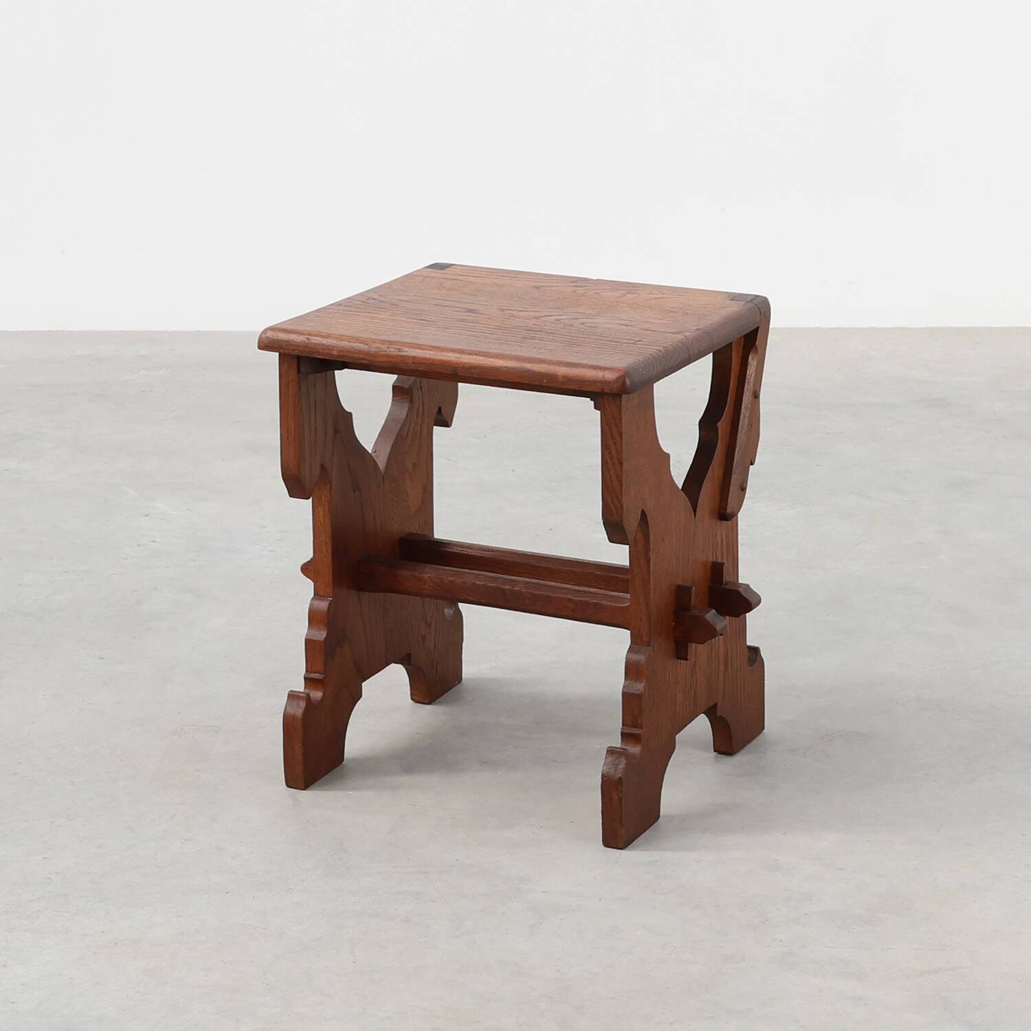 Belgian Arts & Crafts or Jugendstil Oak Stool, circa 1890