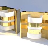 Pair of Hans-Agne Jakobsson V334/1 wall lamps in brass and opaline plastic