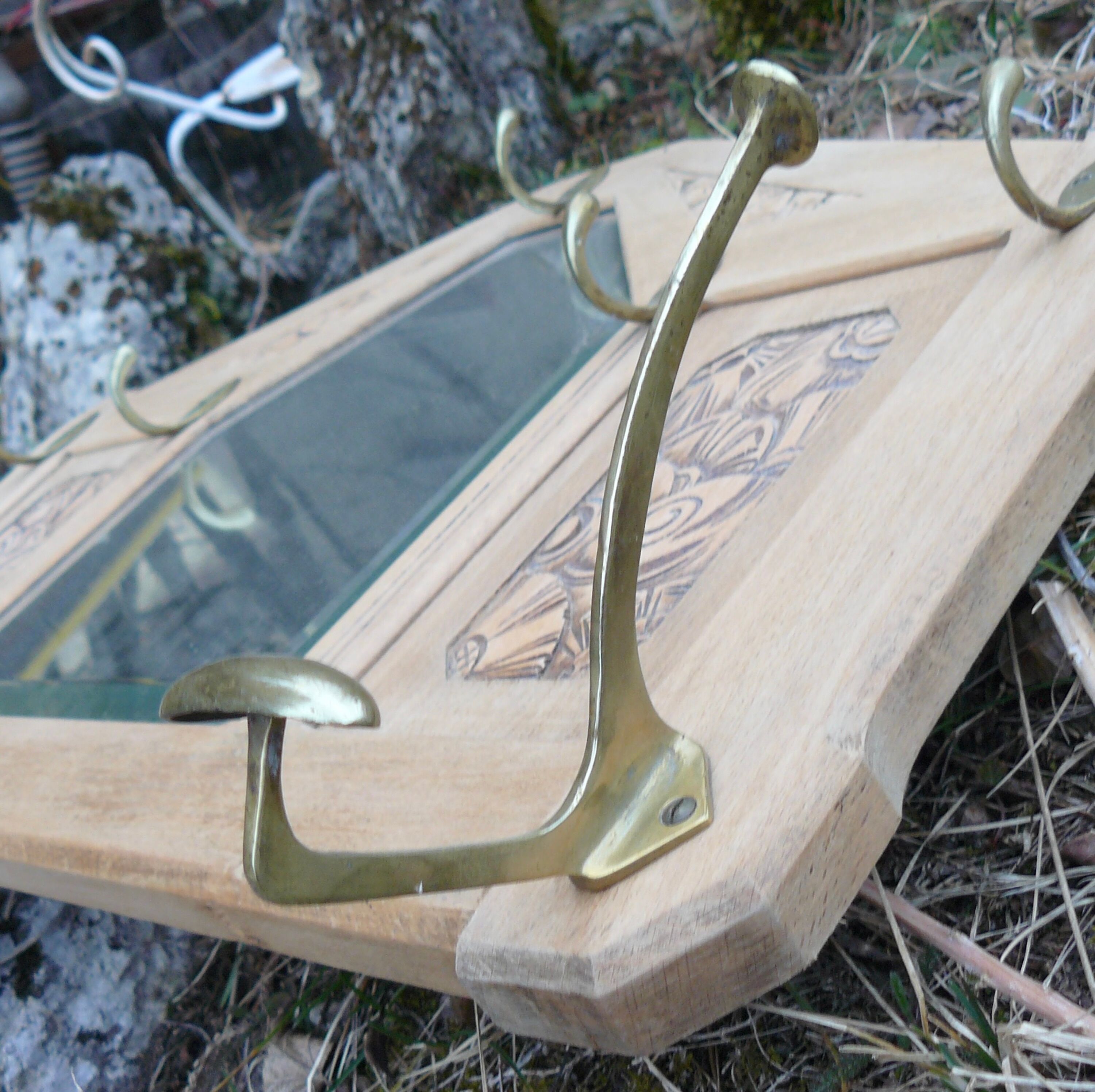 Art Deco mirror coat rack