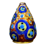 Camille Fauré: Oblong vase circled with brass at the neck and resting on a circular base