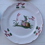 Set of 4 antique polychrome earthenware plates – Chinese decoration