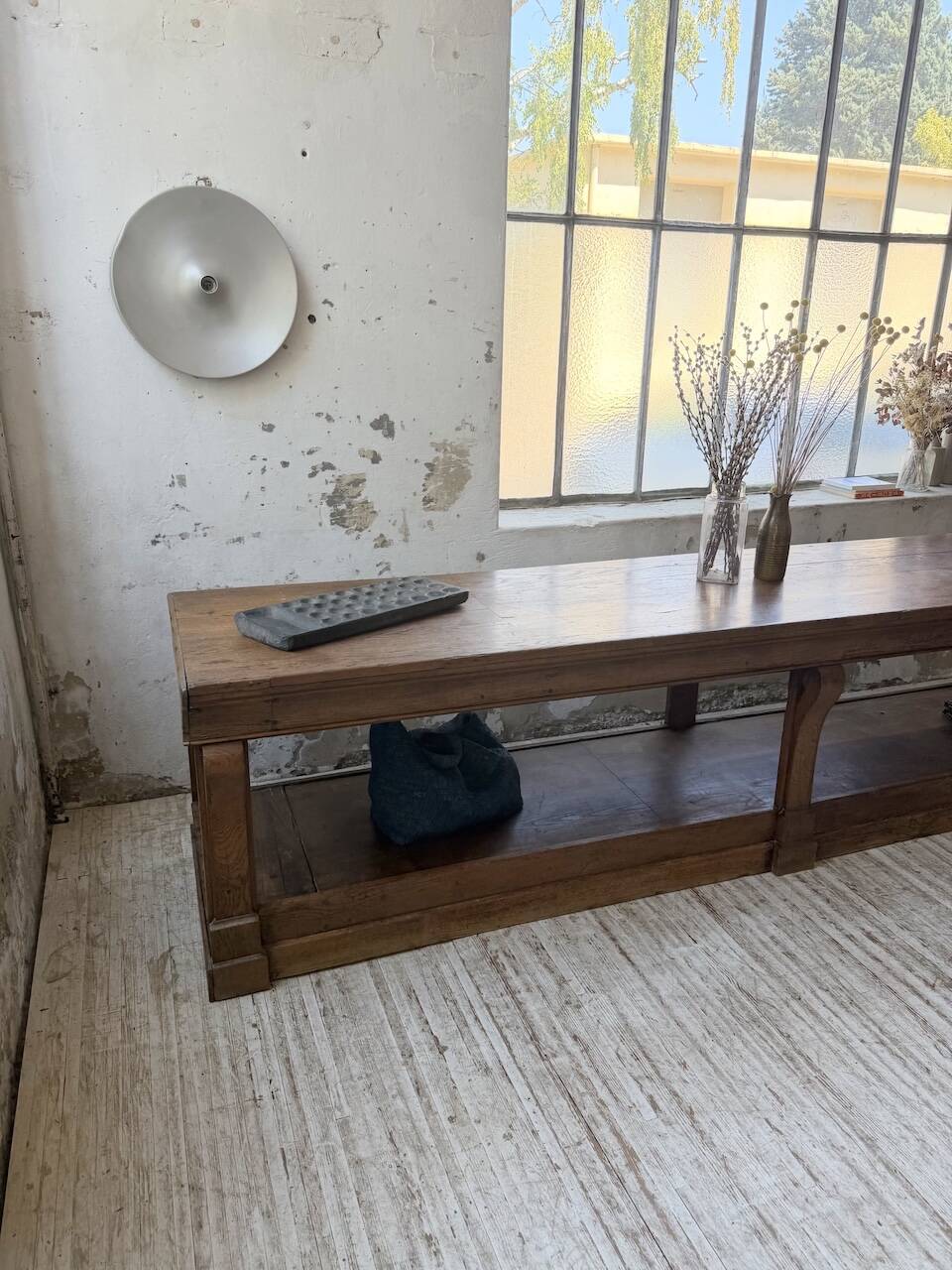 Table de gantier drapière 1900 chêne massif 330cm XL