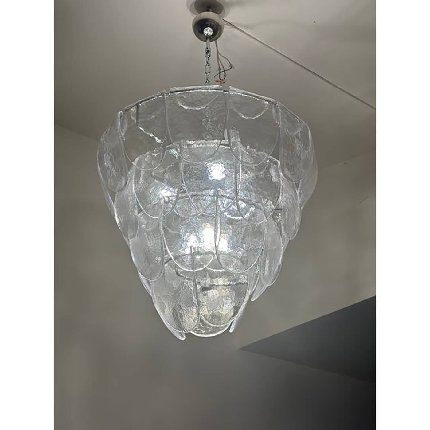 Contemporary Modern Clear "Petals"  Glass Chandelier
