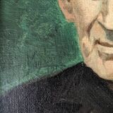 Old oil on canvas portrait of a man from the 20th century, countryside decoration, golden frame