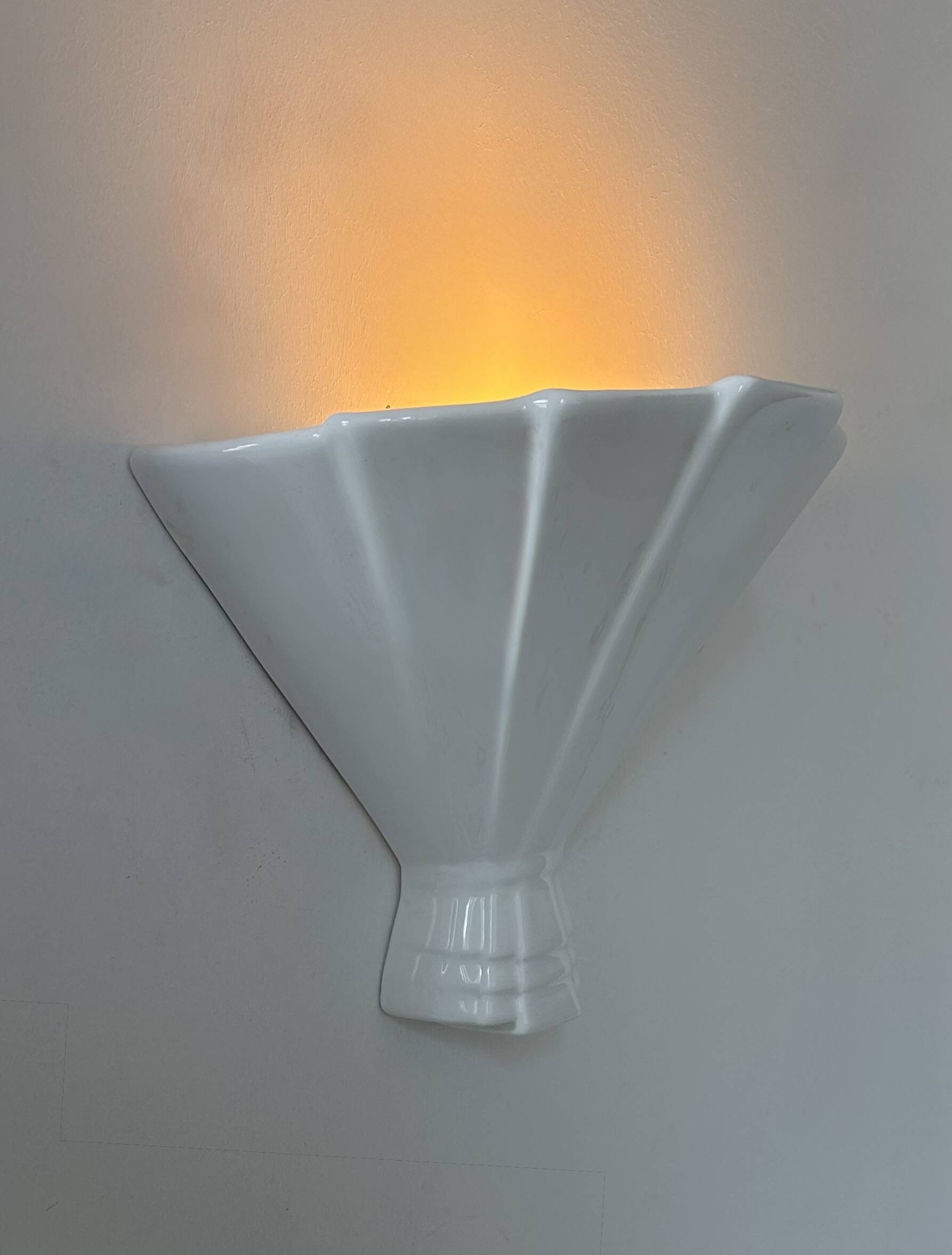 Vintage white porcelain wall lamp, France, 1960