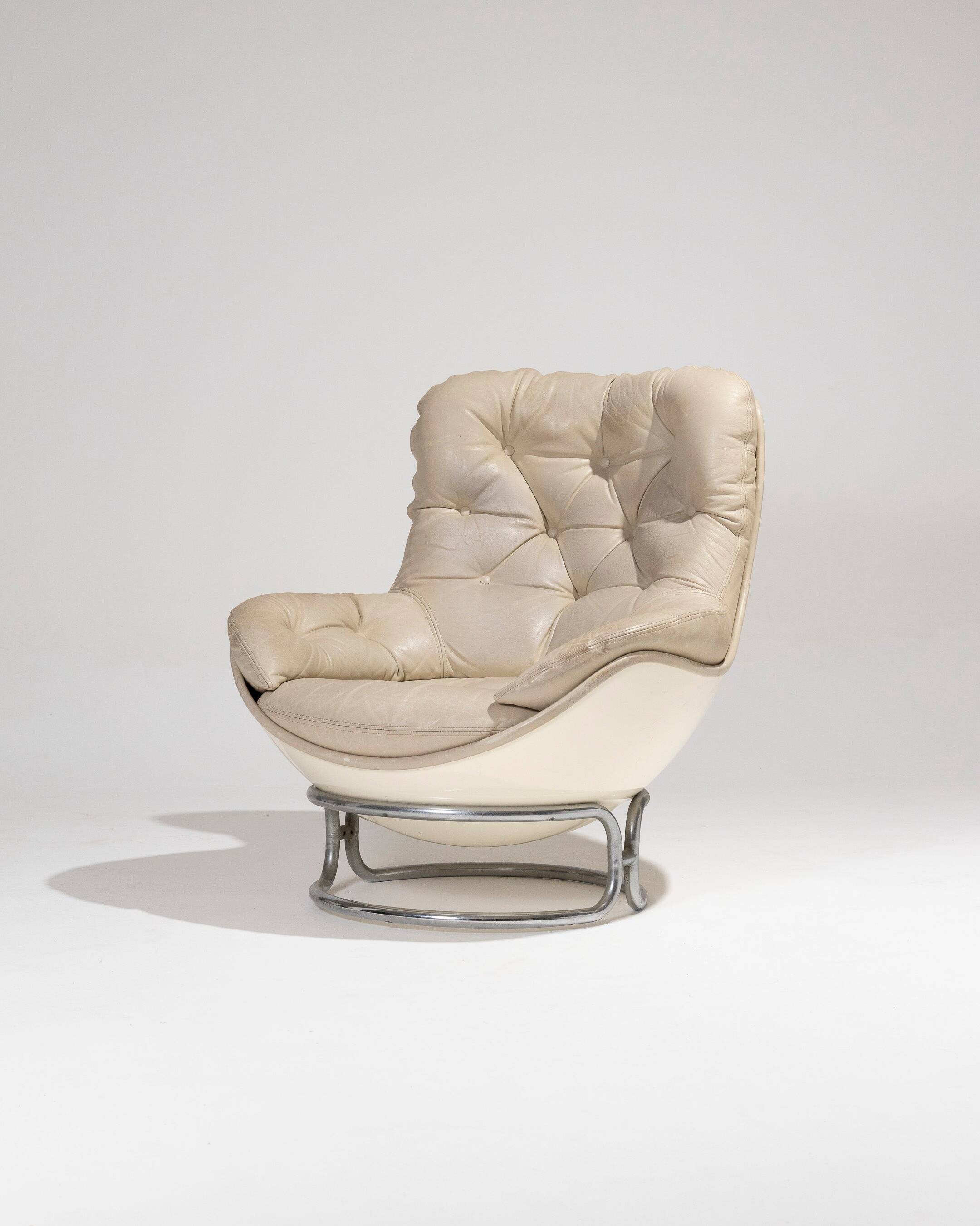 MICHEL CADESTIN KARATE LEATHER ARMCHAIR, 1970s