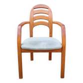 Fauteuil scandinave en bois massif avec accoudoirs – années 90