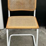 Cesca chair b32 model in white and wood by Marcel Breuer