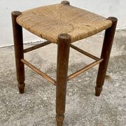 Vintage straw stool, 1950s-60s