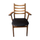 Fauteuil bois blond et cuir scandinave années 60