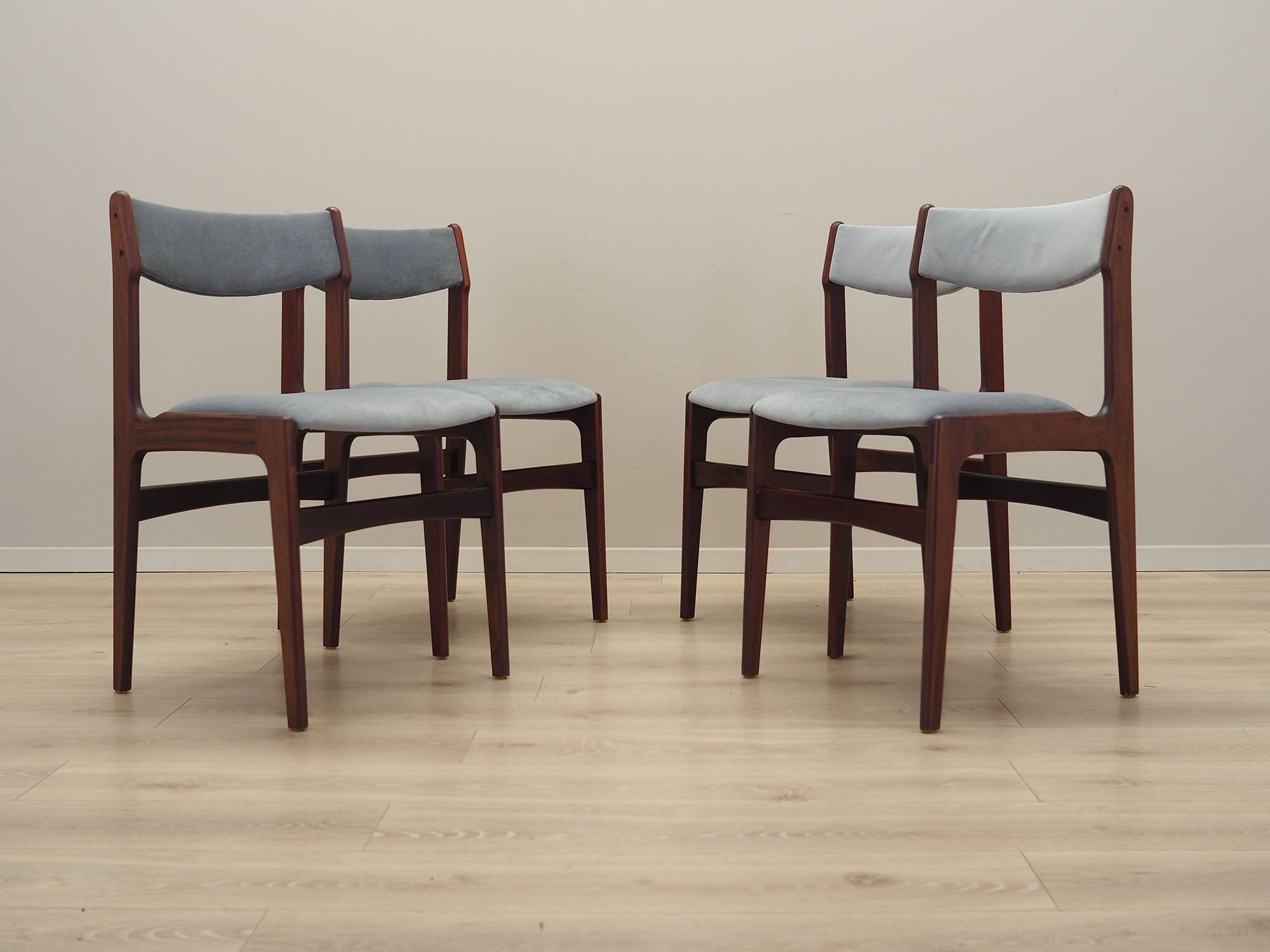 Set of four mahogany chairs, Danish design, 1970s, manufacture: Denmark